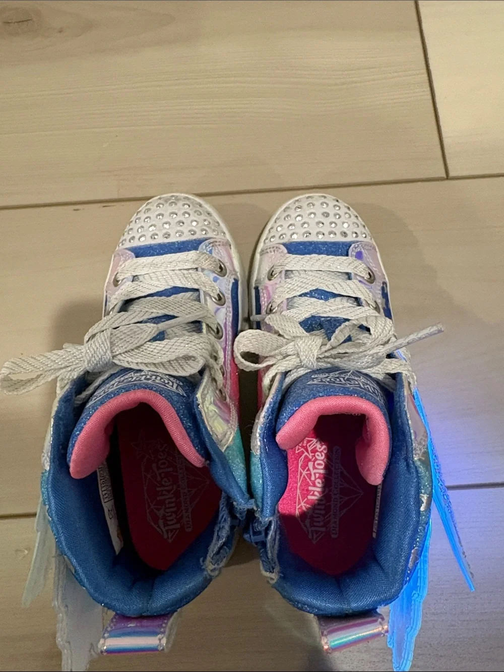 Skechers Kids High-Top Sneakers - Blue, Pink, Teal, Silver - Picture 8 of 8